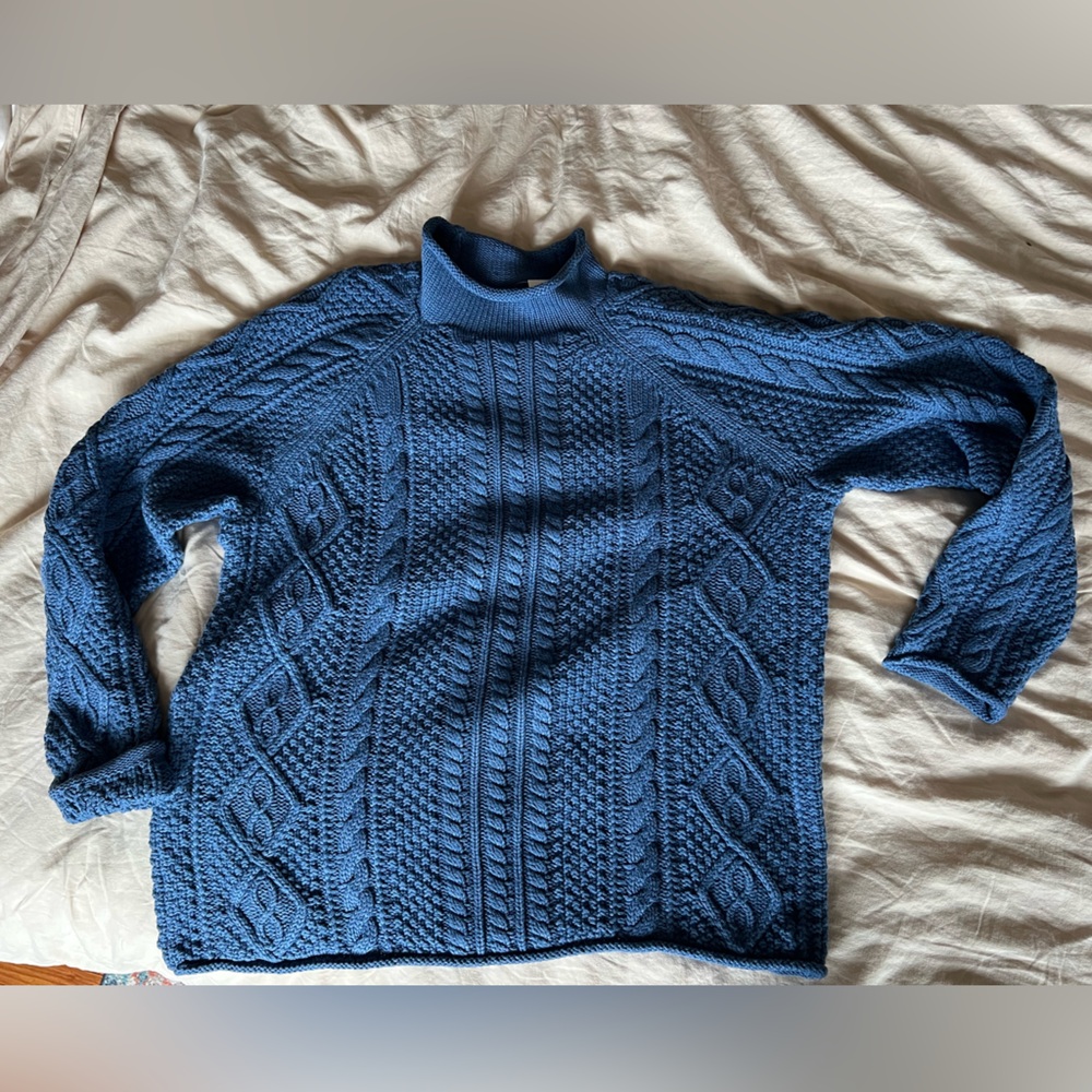 NWT J. Crew Blue Cable-knit Rollneck Sweater